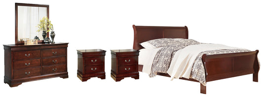 Alisdair Queen Sleigh Bed with Mirrored Dresser, Chest and 2 Nightstands at Towne & Country Furniture (AL) furniture, home furniture, home decor, sofa, bedding