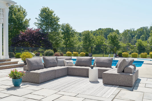 Ashley Express - Bree Zee 7-Piece Outdoor Sectional at Towne & Country Furniture (AL) furniture, home furniture, home decor, sofa, bedding