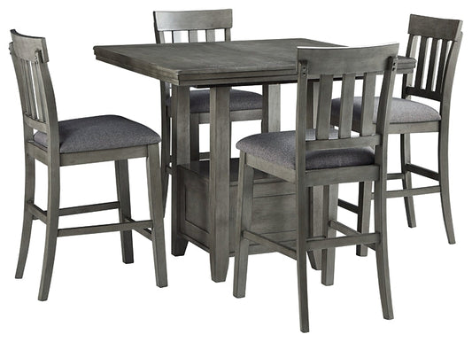 Ashley Express - Hallanden Counter Height Dining Table and 4 Barstools at Towne & Country Furniture (AL) furniture, home furniture, home decor, sofa, bedding