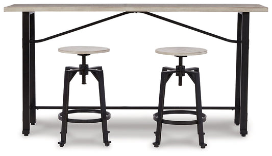 Ashley Express - Karisslyn Counter Height Dining Table and 2 Barstools at Towne & Country Furniture (AL) furniture, home furniture, home decor, sofa, bedding
