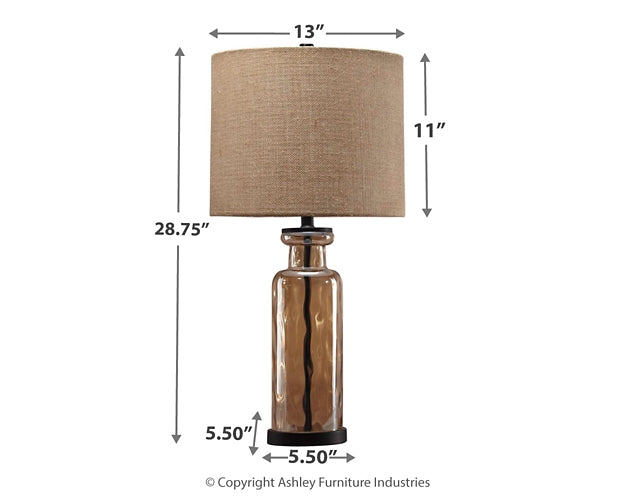 Ashley Express - Laurentia Glass Table Lamp (1/CN) at Towne & Country Furniture (AL) furniture, home furniture, home decor, sofa, bedding