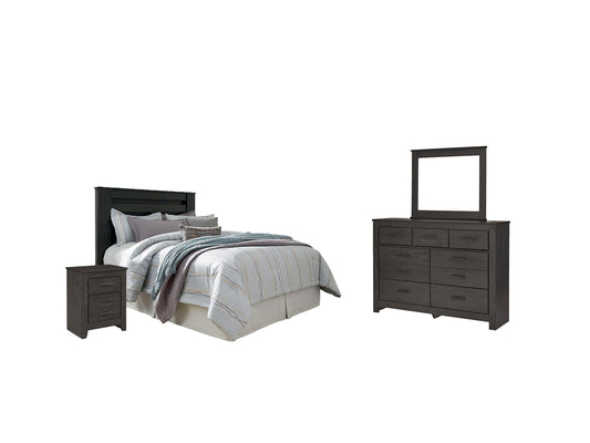 Brinxton Queen/Full Panel Headboard with Mirrored Dresser and 2 Nightstands at Towne & Country Furniture (AL) furniture, home furniture, home decor, sofa, bedding