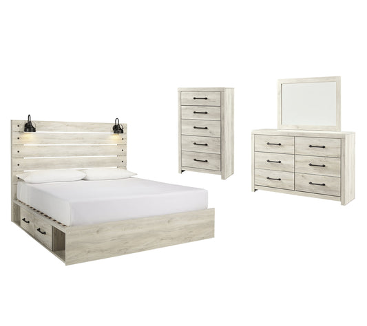 Cambeck King Panel Bed with 2 Storage Drawers with Mirrored Dresser, Chest and Nightstand at Towne & Country Furniture (AL) furniture, home furniture, home decor, sofa, bedding