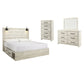 Cambeck King Panel Bed with 2 Storage Drawers with Mirrored Dresser, Chest and Nightstand at Towne & Country Furniture (AL) furniture, home furniture, home decor, sofa, bedding