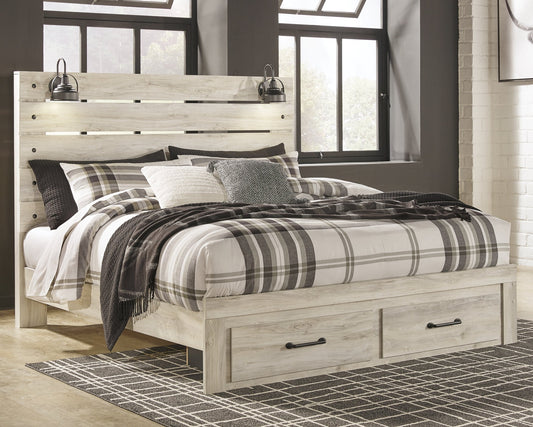 Cambeck King Panel Bed with 2 Storage Drawers with Mirrored Dresser at Towne & Country Furniture (AL) furniture, home furniture, home decor, sofa, bedding