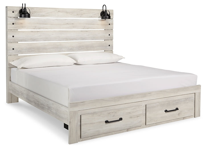 Cambeck King Panel Bed with 2 Storage Drawers with Mirrored Dresser at Towne & Country Furniture (AL) furniture, home furniture, home decor, sofa, bedding