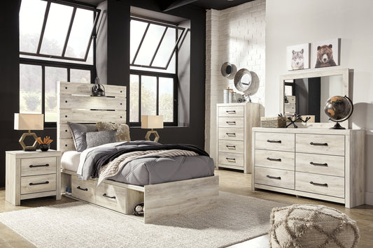 Cambeck Twin Panel Bed with 4 Storage Drawers with Mirrored Dresser, Chest and Nightstand at Towne & Country Furniture (AL) furniture, home furniture, home decor, sofa, bedding