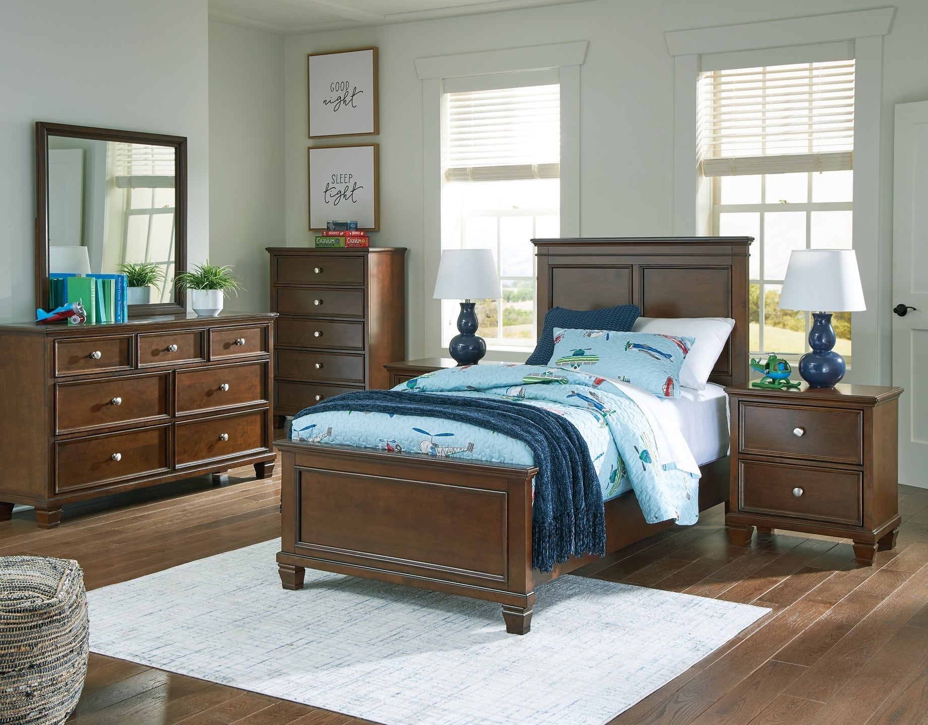 Danabrin Twin Panel Bed with Mirrored Dresser and Nightstand at Towne & Country Furniture (AL) furniture, home furniture, home decor, sofa, bedding