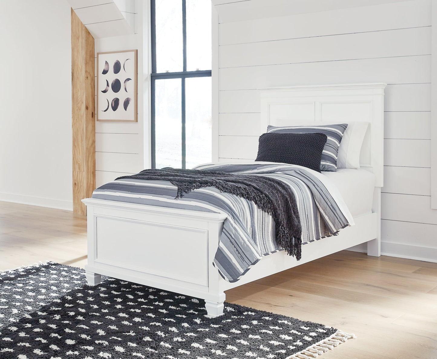 Fortman Twin Panel Bed with Mirrored Dresser and Chest at Towne & Country Furniture (AL) furniture, home furniture, home decor, sofa, bedding