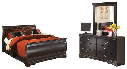Huey Vineyard Queen Sleigh Bed with Mirrored Dresser at Towne & Country Furniture (AL) furniture, home furniture, home decor, sofa, bedding