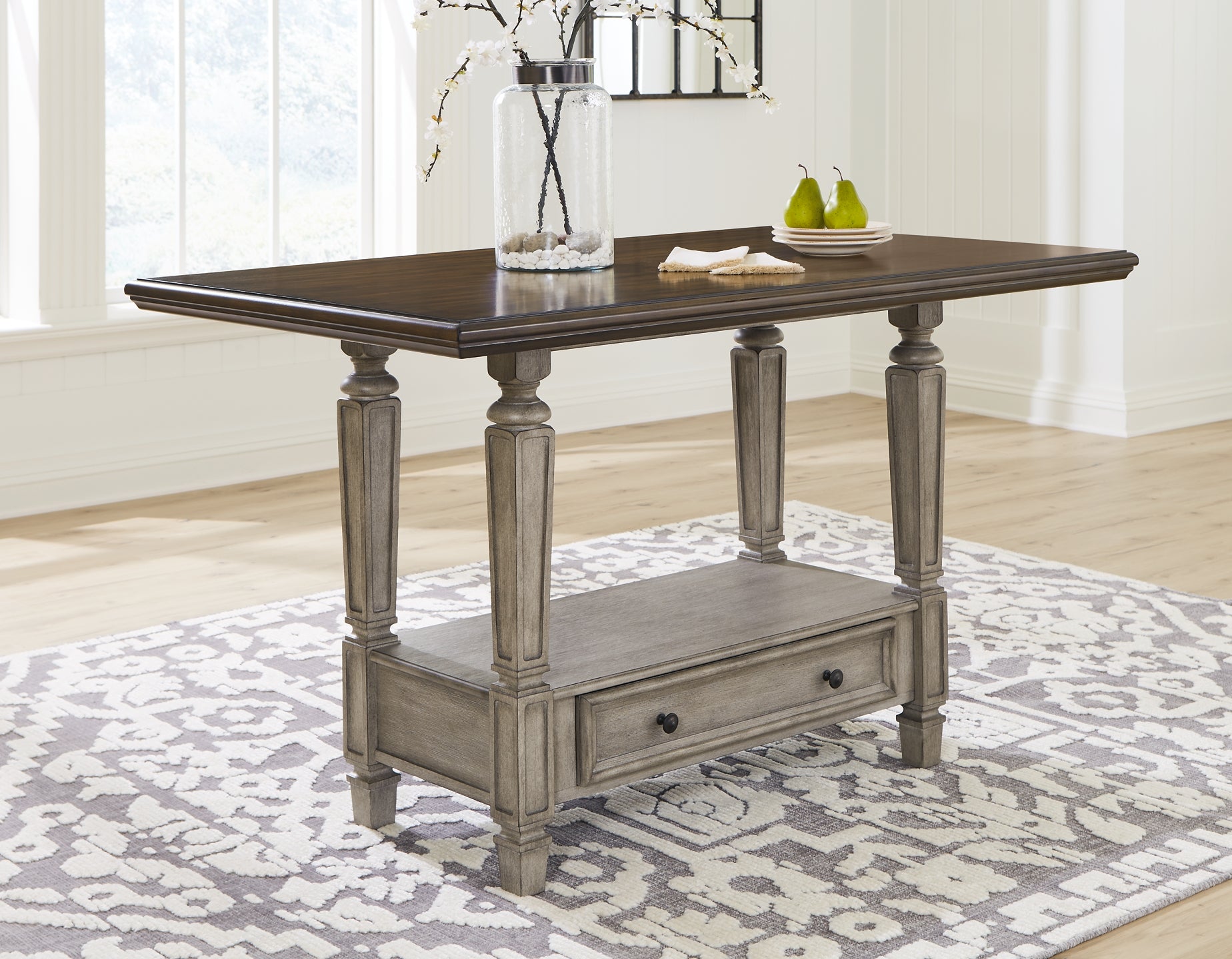 Lodenbay Counter Height Dining Table and 4 Barstools with Storage at Towne & Country Furniture (AL) furniture, home furniture, home decor, sofa, bedding