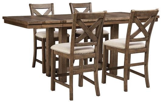 Moriville Counter Height Dining Table and 4 Barstools at Towne & Country Furniture (AL) furniture, home furniture, home decor, sofa, bedding