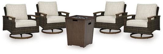 Rodeway South Outdoor Fire Pit Table and 4 Chairs at Towne & Country Furniture (AL) furniture, home furniture, home decor, sofa, bedding