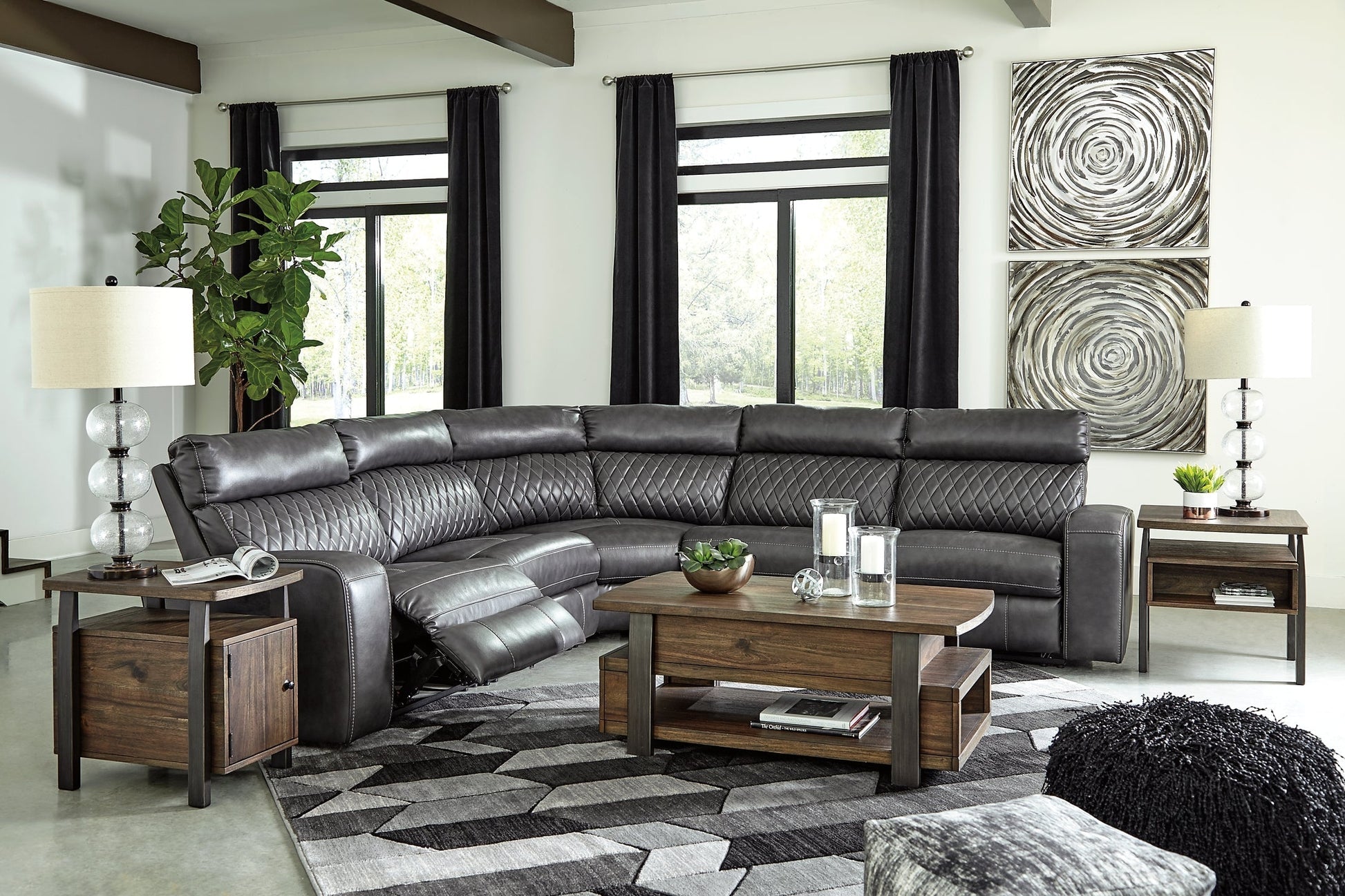 Samperstone 5-Piece Power Reclining Sectional at Towne & Country Furniture (AL) furniture, home furniture, home decor, sofa, bedding