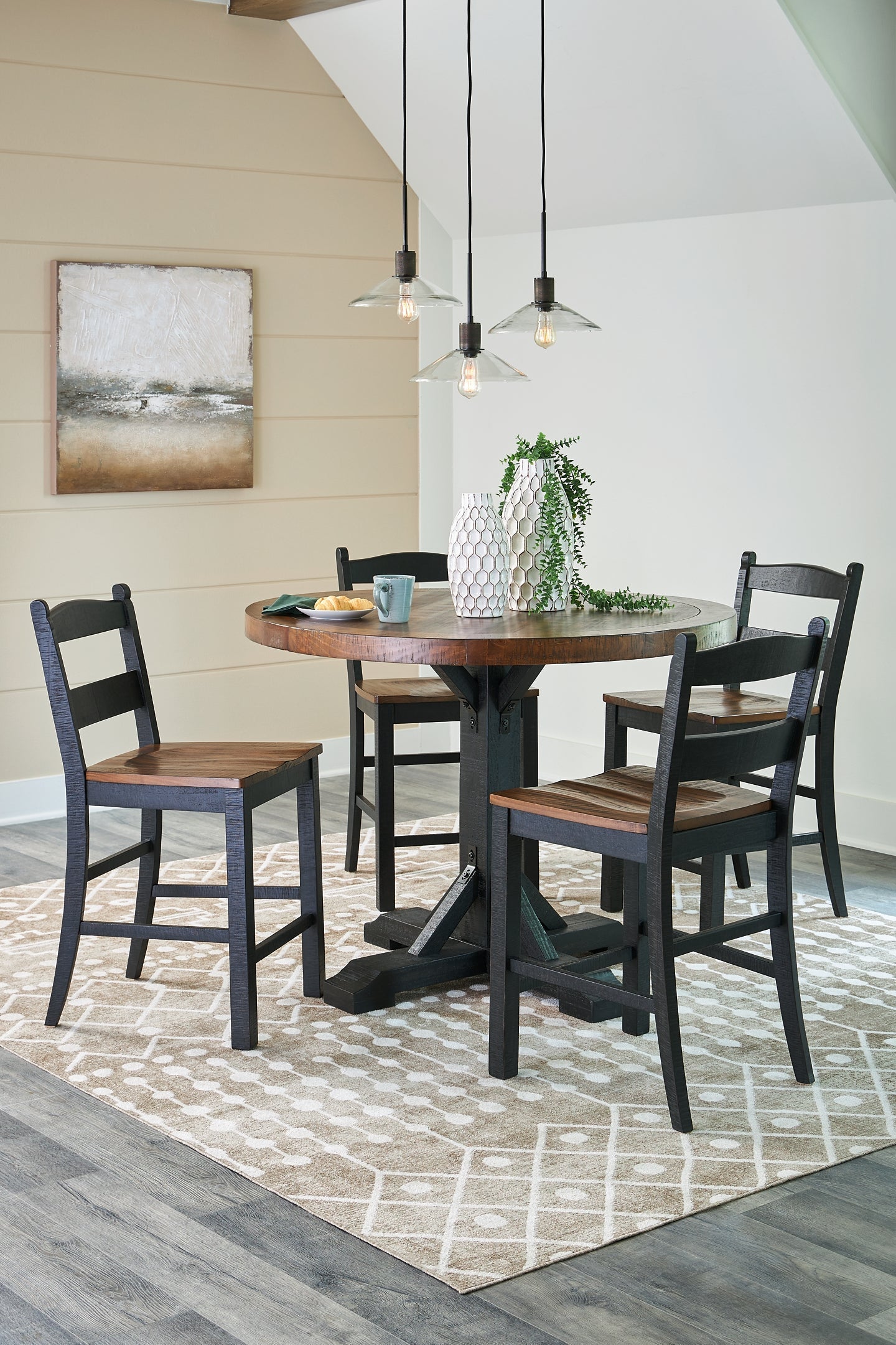 Valebeck Counter Height Dining Table and 4 Barstools with Storage at Towne & Country Furniture (AL) furniture, home furniture, home decor, sofa, bedding