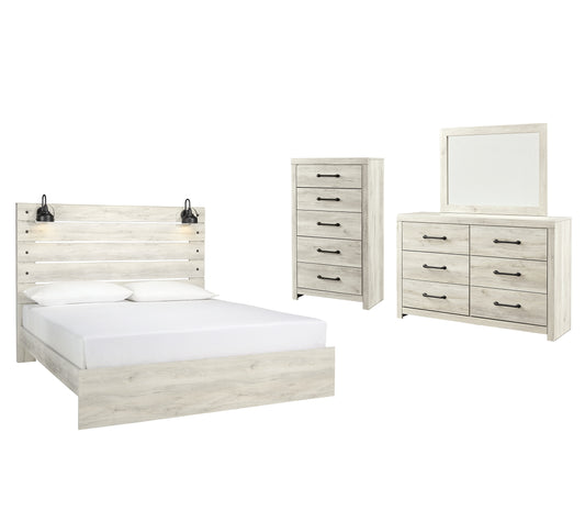 Cambeck Panel Bed With Mirrored Dresser And Chest