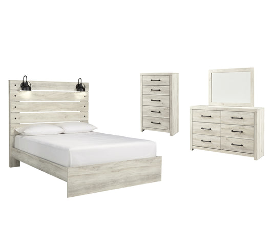 Cambeck Panel Bed With Mirrored Dresser And Chest