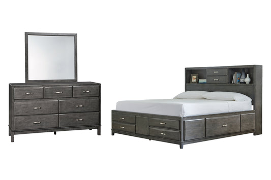 Caitbrook Storage Bed With 8 Storage Drawers With Mirrored Dresser