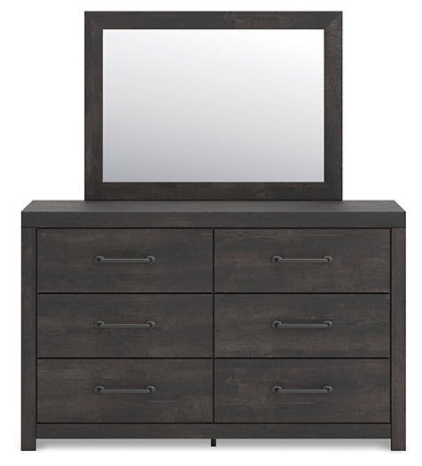 Hollivern Full Panel Bed with Storage with Mirrored Dresser and Nightstand