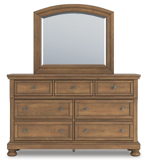 Feddinger California King Panel Bed with Mirrored Dresser and Chest