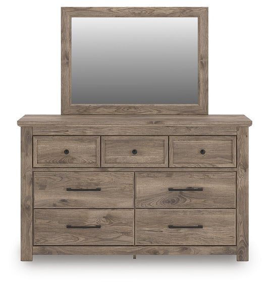 Keithland Queen Poster Bed with Mirrored Dresser