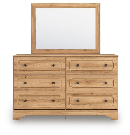 Galletyn Twin Panel Bed with Mirrored Dresser
