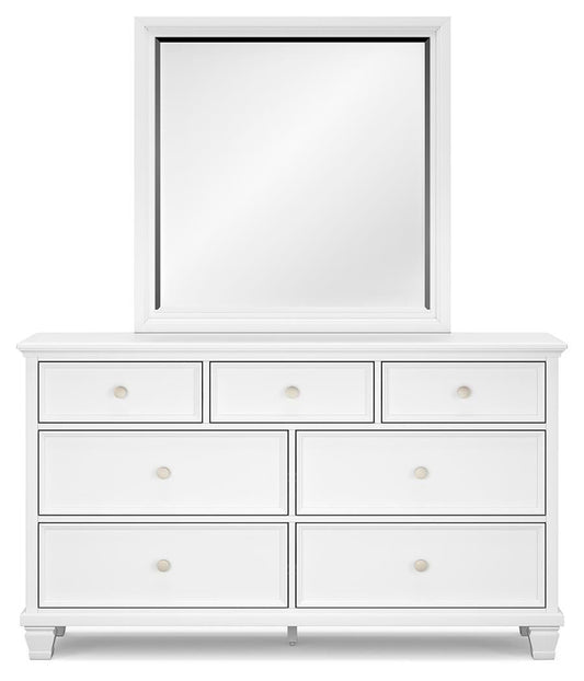 Fortman Queen Panel Storage Bed with Mirrored Dresser and Nightstand