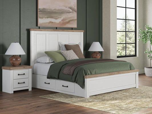 Savonport King Panel Bed with Storage, Dresser and Mirror