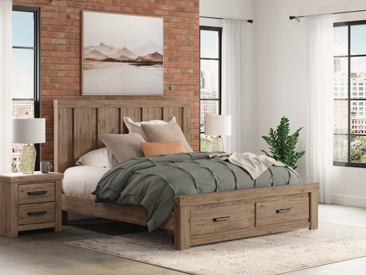 Garistyn King Panel Storage Bed, Dresser and Mirror