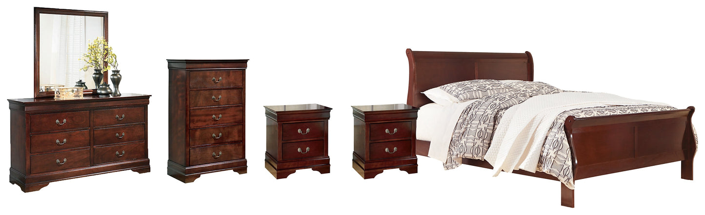 Alisdair California King Sleigh Bed with Mirrored Dresser, Chest and 2 Nightstands at Towne & Country Furniture (AL) furniture, home furniture, home decor, sofa, bedding