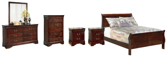 Alisdair Full Sleigh Bed with Mirrored Dresser, Chest and 2 Nightstands at Towne & Country Furniture (AL) furniture, home furniture, home decor, sofa, bedding
