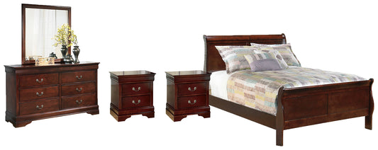 Alisdair Full Sleigh Bed with Mirrored Dresser and 2 Nightstands at Towne & Country Furniture (AL) furniture, home furniture, home decor, sofa, bedding