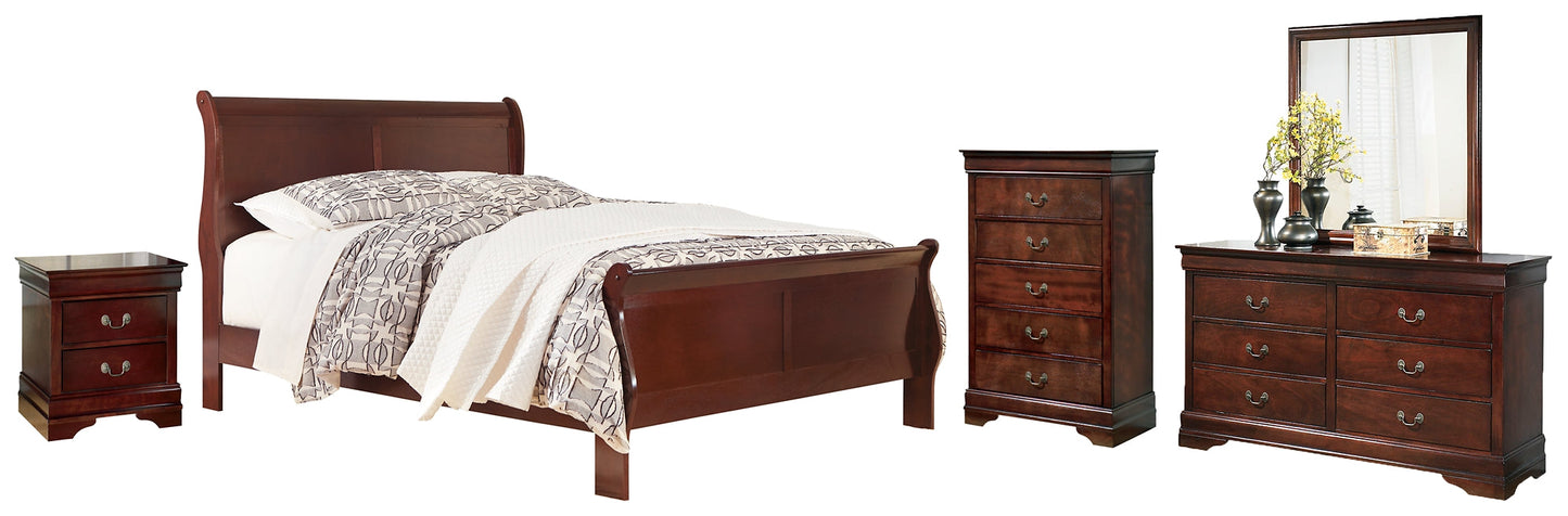 Alisdair Queen Sleigh Bed with Mirrored Dresser, Chest and Nightstand at Towne & Country Furniture (AL) furniture, home furniture, home decor, sofa, bedding