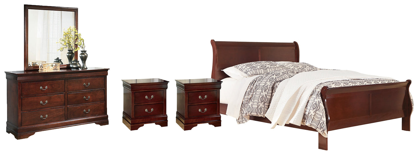 Alisdair Queen Sleigh Bed with Mirrored Dresser and 2 Nightstands at Towne & Country Furniture (AL) furniture, home furniture, home decor, sofa, bedding