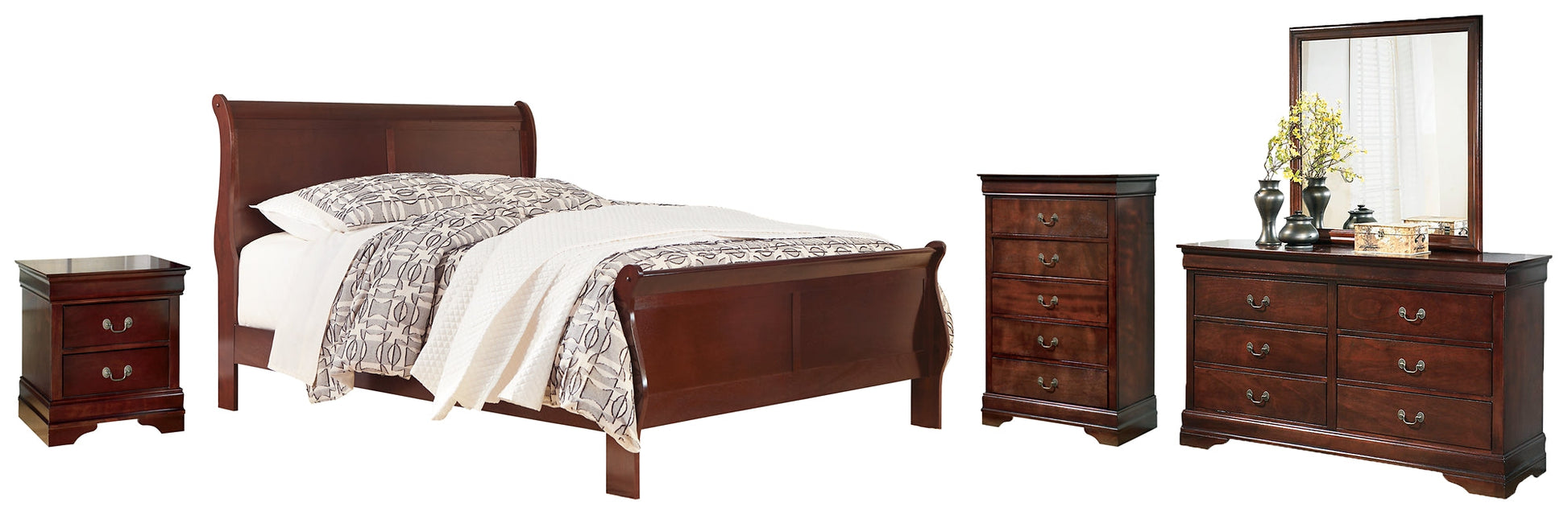 Alisdair  Sleigh Bed With Mirrored Dresser, Chest And Nightstand at Towne & Country Furniture (AL) furniture, home furniture, home decor, sofa, bedding