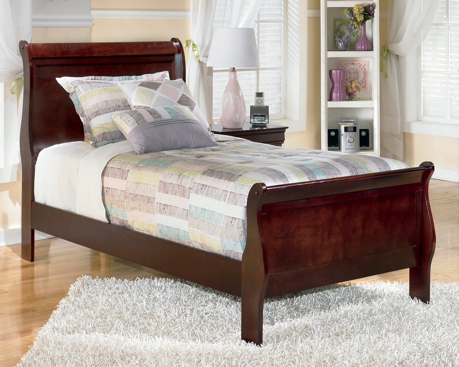 Alisdair Twin Sleigh Bed with Mirrored Dresser and 2 Nightstands at Towne & Country Furniture (AL) furniture, home furniture, home decor, sofa, bedding