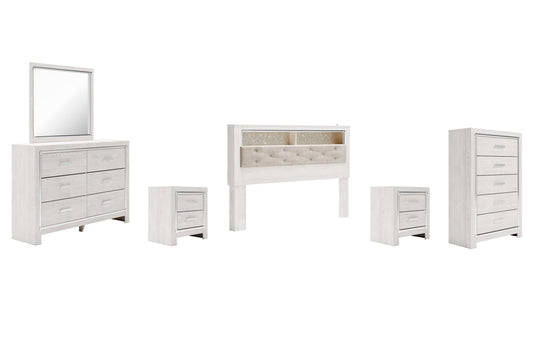 Altyra King Bookcase Headboard with Mirrored Dresser, Chest and 2 Nightstands at Towne & Country Furniture (AL) furniture, home furniture, home decor, sofa, bedding