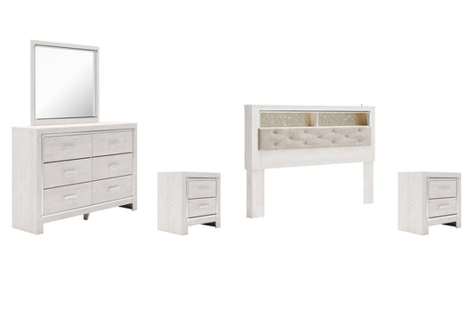 Altyra King Bookcase Headboard with Mirrored Dresser and 2 Nightstands at Towne & Country Furniture (AL) furniture, home furniture, home decor, sofa, bedding