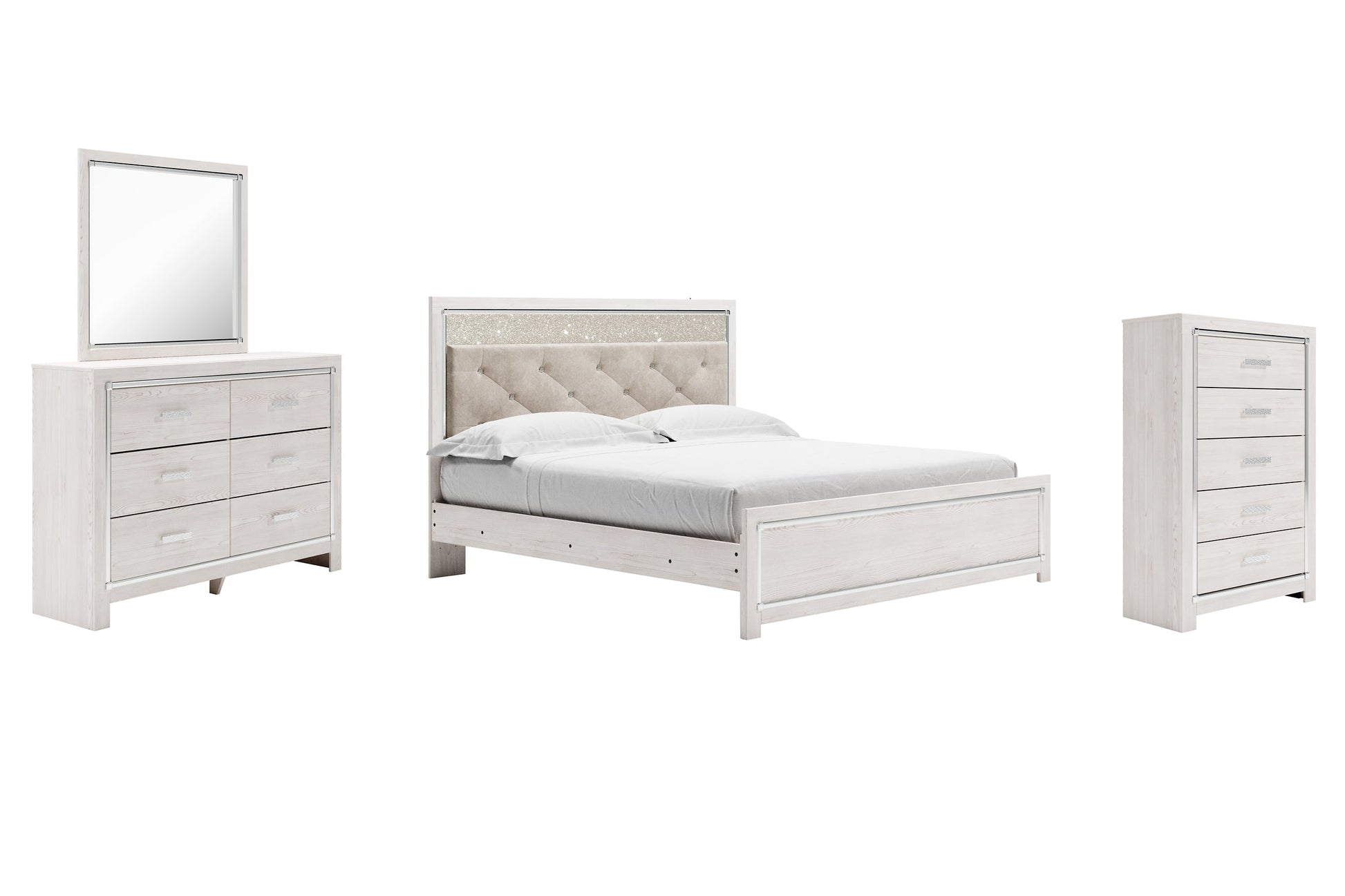 Altyra King Panel Bed with Mirrored Dresser and Chest at Towne & Country Furniture (AL) furniture, home furniture, home decor, sofa, bedding