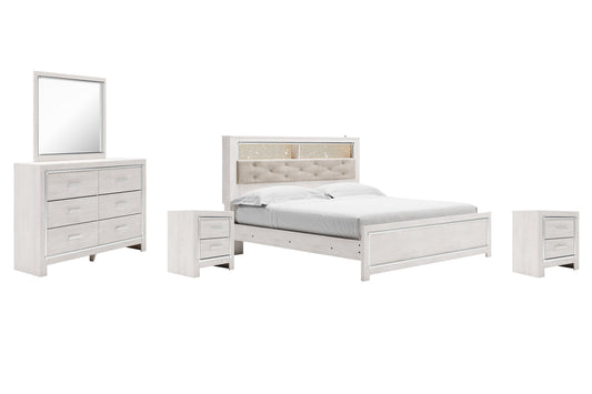 Altyra King Panel Bookcase Bed with Mirrored Dresser and 2 Nightstands at Towne & Country Furniture (AL) furniture, home furniture, home decor, sofa, bedding