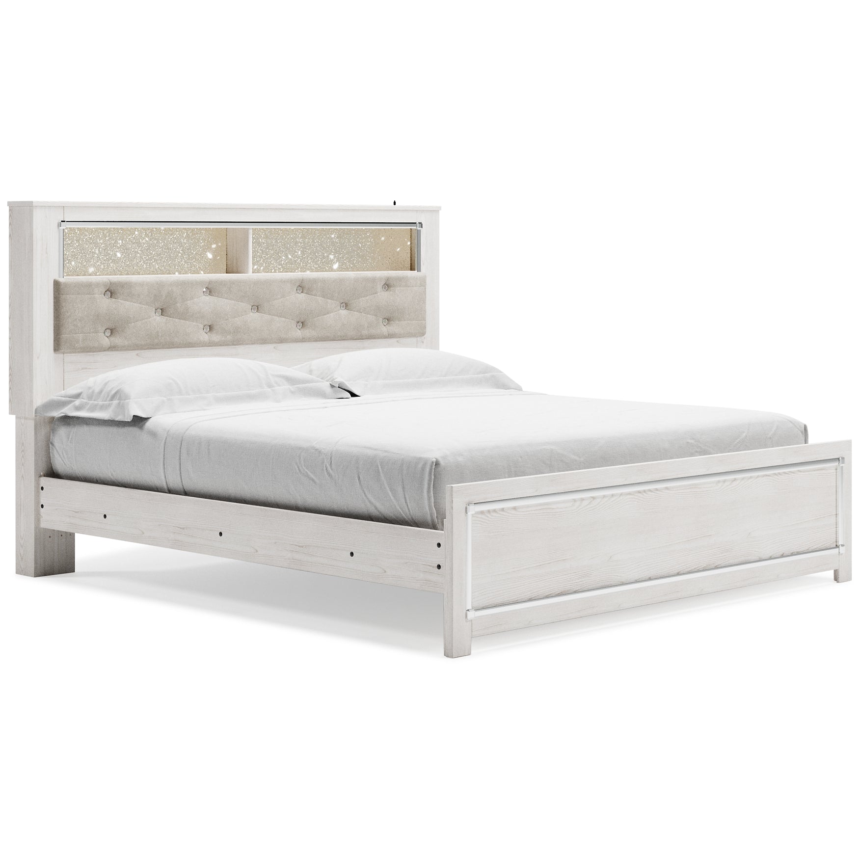 Altyra King Panel Bookcase Bed with Mirrored Dresser and Chest at Towne & Country Furniture (AL) furniture, home furniture, home decor, sofa, bedding