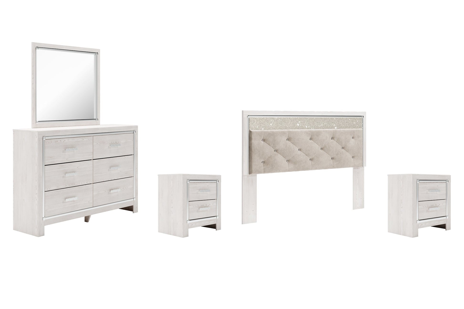 Altyra King Panel Headboard with Mirrored Dresser, Chest and 2 Nightstands at Towne & Country Furniture (AL) furniture, home furniture, home decor, sofa, bedding