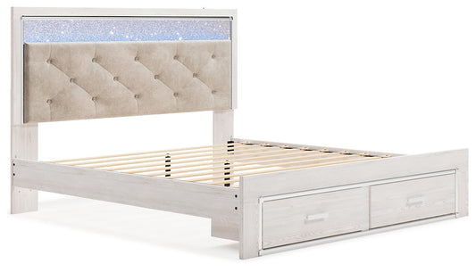 Altyra King Upholstered Storage Bed with Mirrored Dresser and Nightstand at Towne & Country Furniture (AL) furniture, home furniture, home decor, sofa, bedding