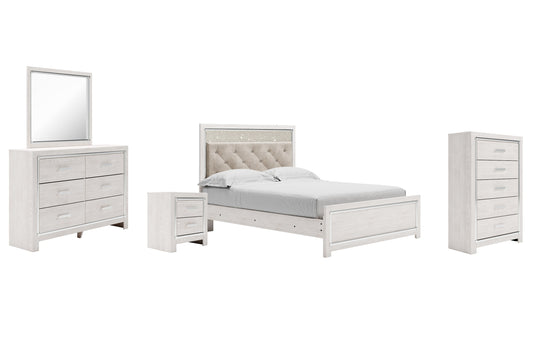 Altyra Queen Panel Bed with Mirrored Dresser, Chest and Nightstand at Towne & Country Furniture (AL) furniture, home furniture, home decor, sofa, bedding