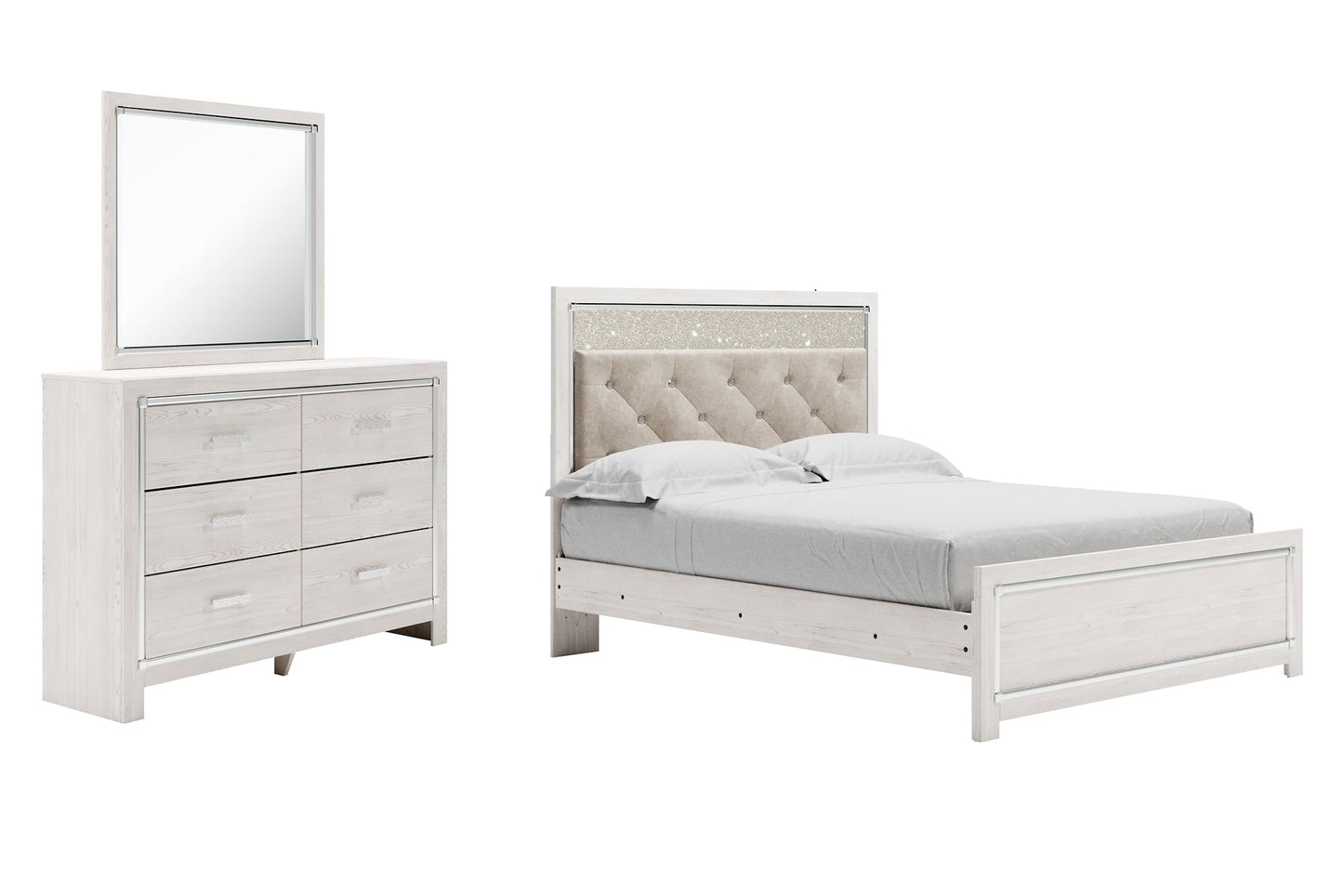 Altyra Queen Panel Bed with Mirrored Dresser at Towne & Country Furniture (AL) furniture, home furniture, home decor, sofa, bedding