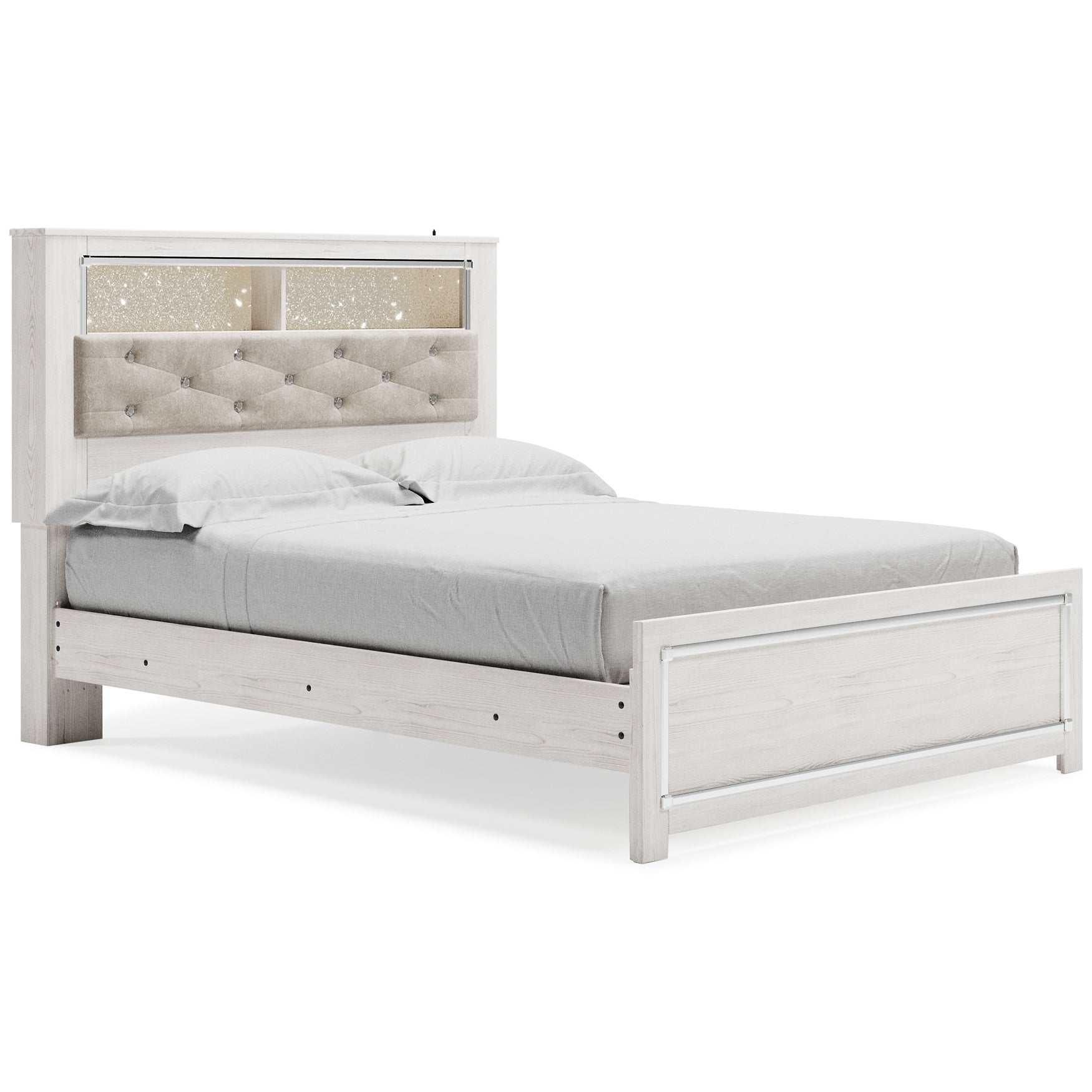 Altyra Queen Panel Bookcase Bed with Mirrored Dresser, Chest and 2 Nightstands at Towne & Country Furniture (AL) furniture, home furniture, home decor, sofa, bedding