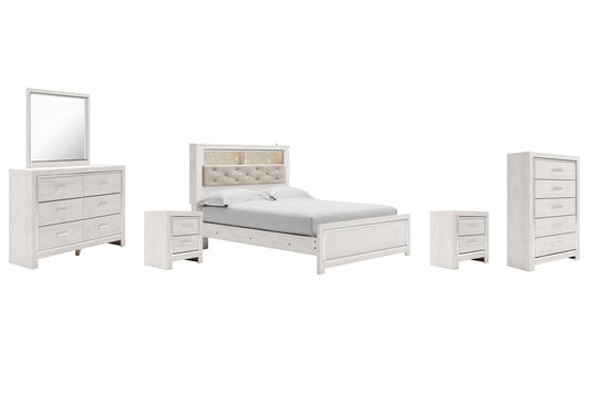 Altyra Queen Panel Bookcase Bed with Mirrored Dresser, Chest and 2 Nightstands at Towne & Country Furniture (AL) furniture, home furniture, home decor, sofa, bedding