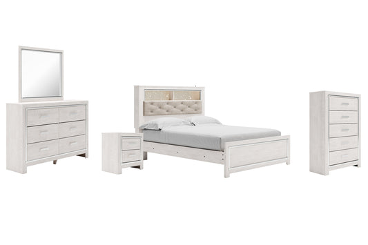 Altyra Queen Panel Bookcase Bed with Mirrored Dresser, Chest and Nightstand at Towne & Country Furniture (AL) furniture, home furniture, home decor, sofa, bedding