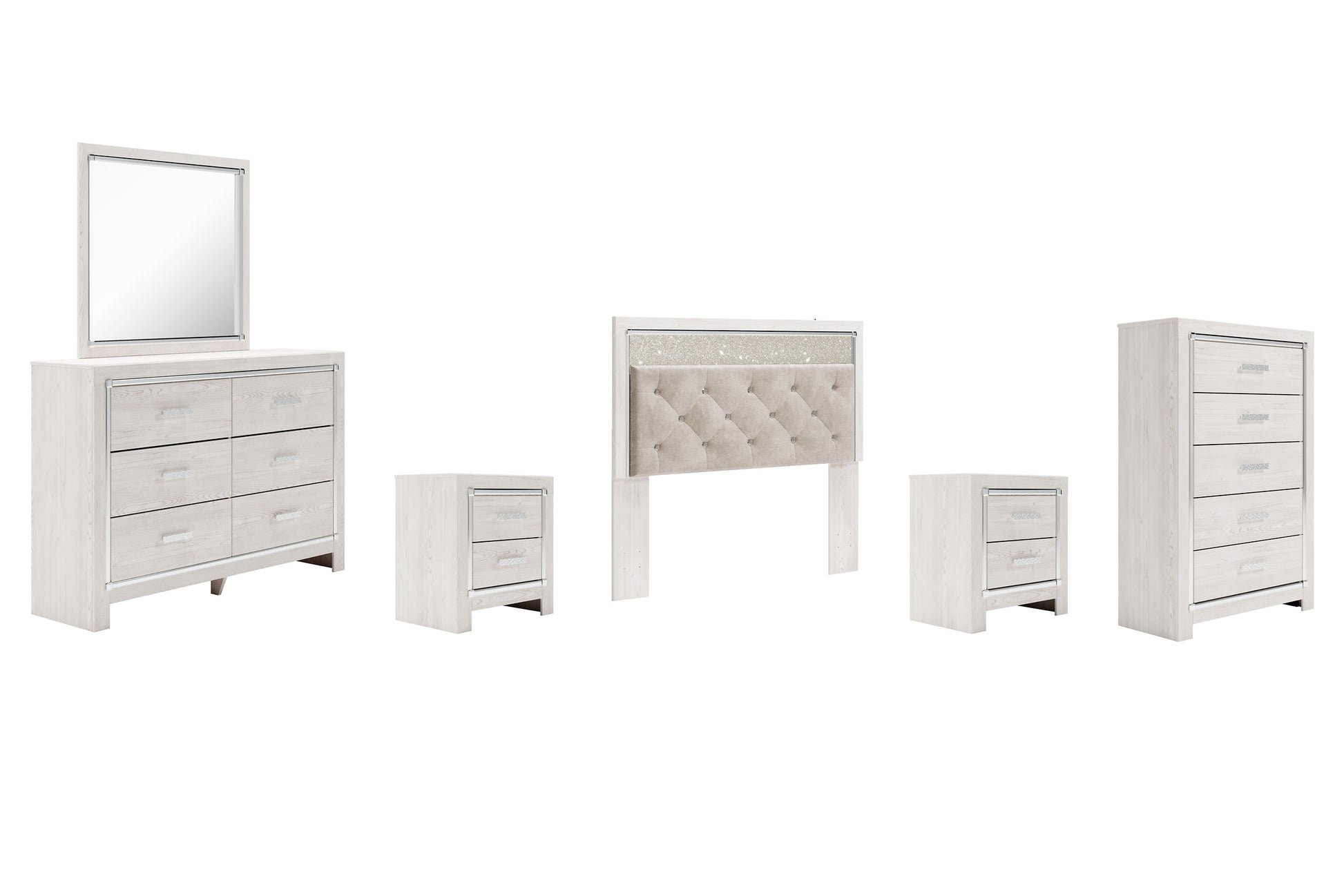 Altyra Queen Panel Headboard with Mirrored Dresser, Chest and 2 Nightstands at Towne & Country Furniture (AL) furniture, home furniture, home decor, sofa, bedding