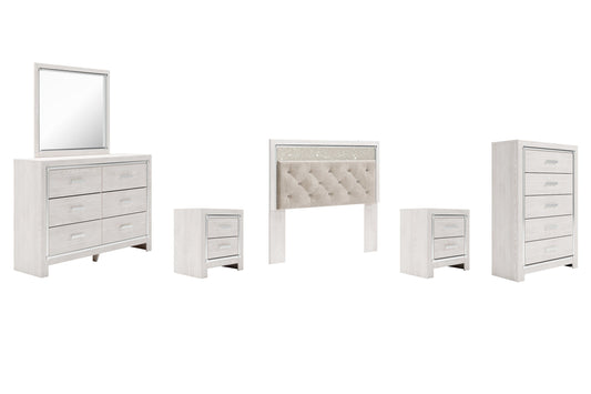 Altyra Queen Panel Headboard with Mirrored Dresser, Chest and 2 Nightstands at Towne & Country Furniture (AL) furniture, home furniture, home decor, sofa, bedding